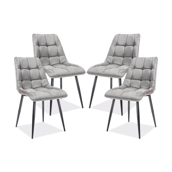 Zestaw 4x Krzesło CHIC Velvet Czarny/Szary Bluvel 14