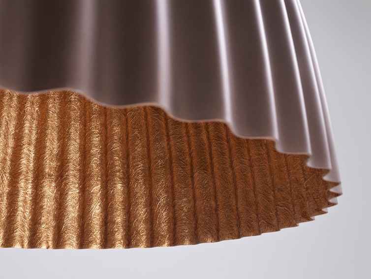 Lampa Wisząca Plissart L 70x60x130 Brązowy/Miedziany