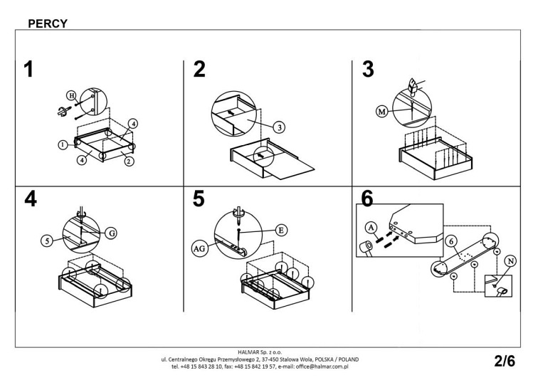 Łóżko PERCY 160X200 Popiel