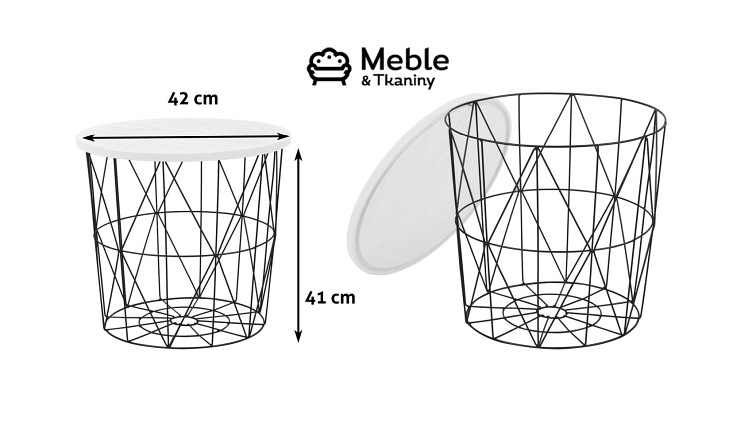 Ława MARIFFA fi42 Czarny/Biały