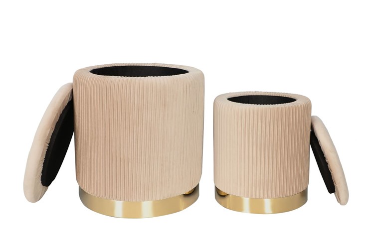 Zestaw Puf Velvet P4-FX Beżowy/Złoty