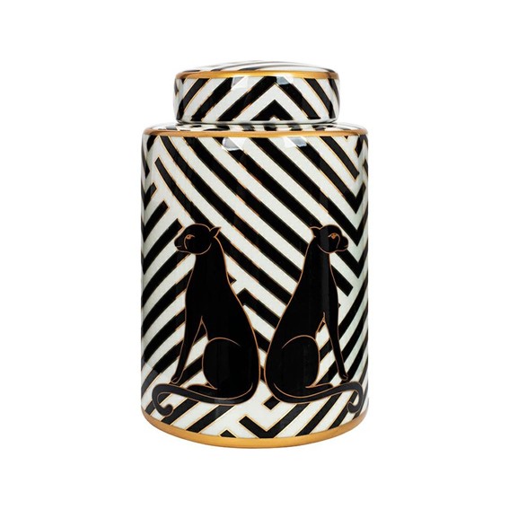 Słoik Dekoracyjny PANTHER 25cm Biały/Czarny/Złoty