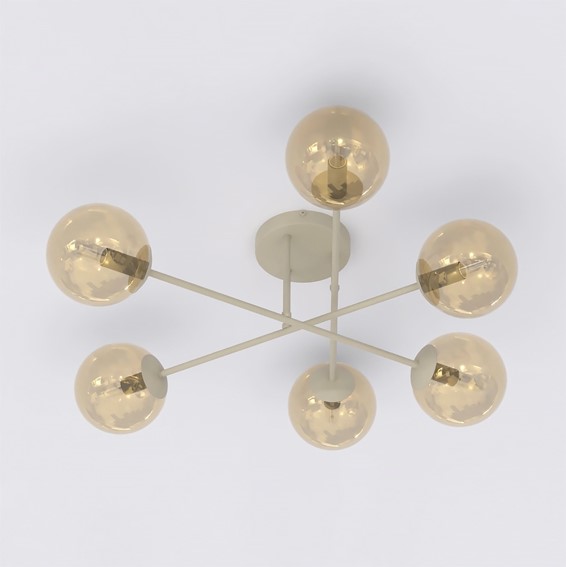 Lampa Sufitowa ROMA 6 Beżowy/Bursztynowy