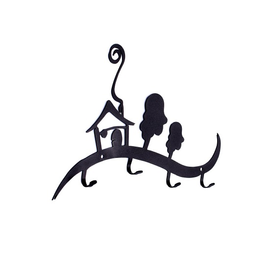 Wieszak Ścienny Domek 4x41x28 Czarny