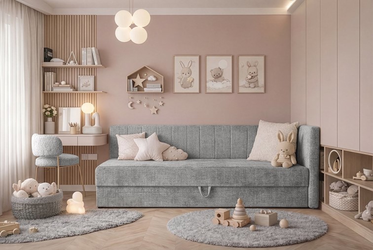 Łóżko RICKY z Pojemnikiem 90x200 cm Popielaty