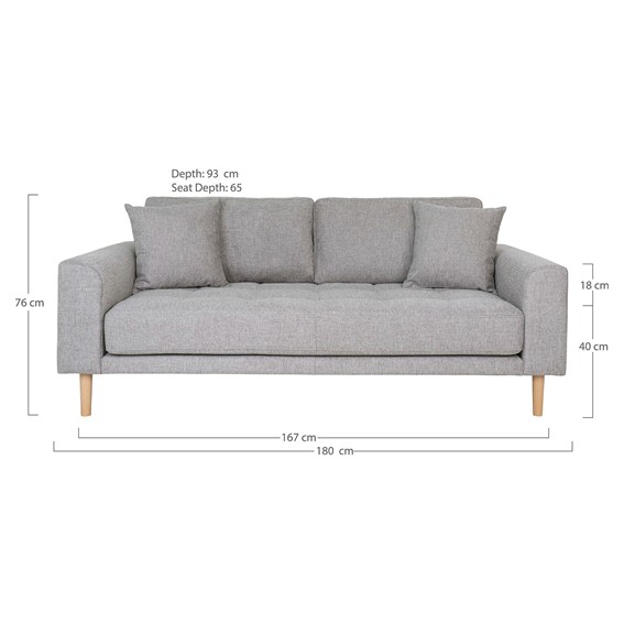 Sofa Trzyosobowa LIDO Jasny Szary/Naturalny