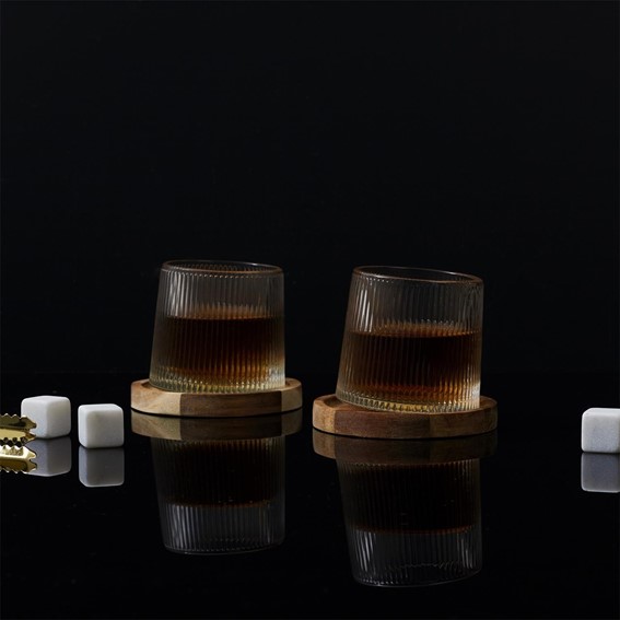 Zestaw 2 Szklanek Do Whisky z Podkładkami