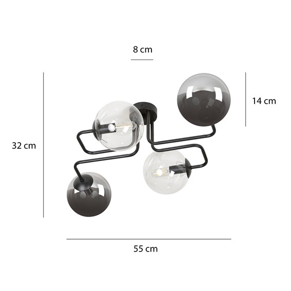 Lampa Sufitowa BRENDI 4 MIX3 Czarny