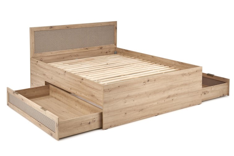 Łóżko BORNEO 160x200 Dąb Artisan/Czarny