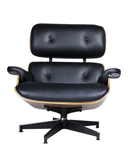 Fotel Szeroki LOUNGE HM PREMIUM  Czarny/Orzech