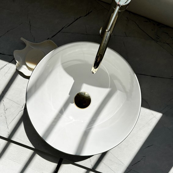 Umywalka Nablatowa STELLA BRUSH Złoty/Biały