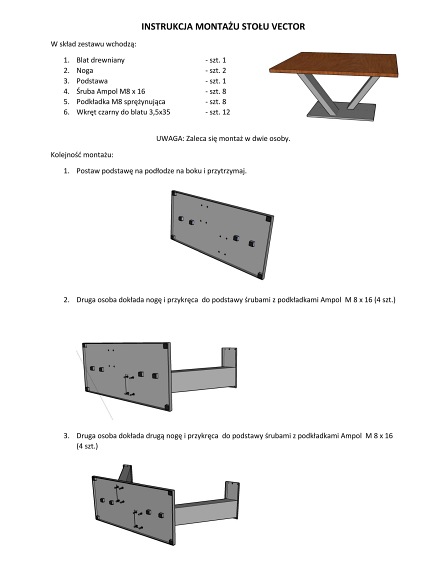 Stół VECTOR 150x90 Lity Dąb/Czarny