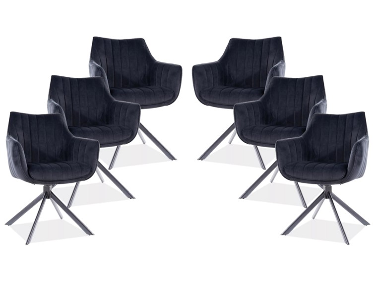Zestaw 6x Krzesło AZALIA Velvet Czarny/Czarny Bluvel 19