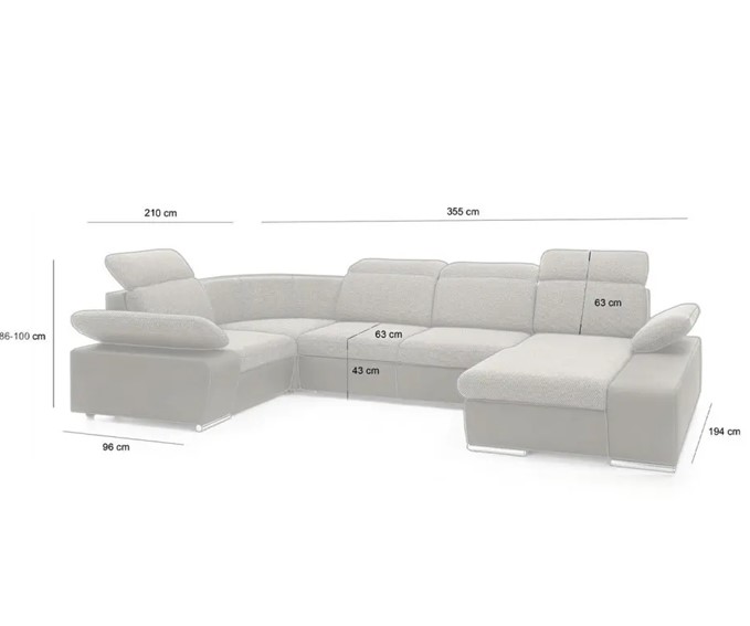 Narożnik CONTINENTAL L Brąz z Funkcją Spania I Grupa Tkanin