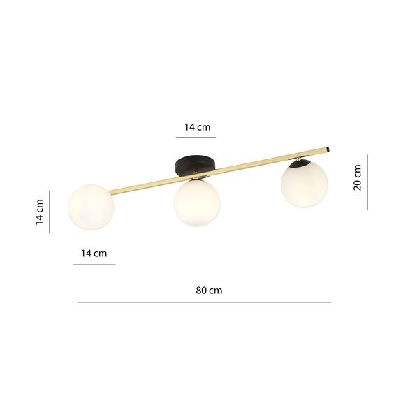Lampa Sufitowa SPLENDI 3 Czarny/Opal