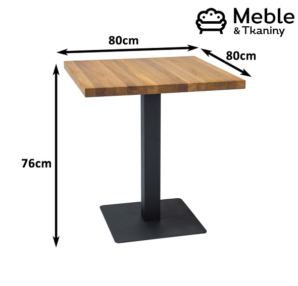 Stół PURO Okleina Naturalna 80x80 Dąb/Czarny