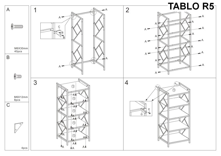 Regał TABLO R5 Dąb/Ciemny Brąz