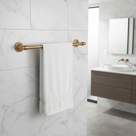 Wieszak Łazienkowy Jednoramienny 16101 ARISTO Złoty Szczotkowany