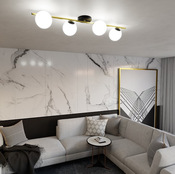 Lampa Sufitowa SPLENDI 4 Czarny/Opal