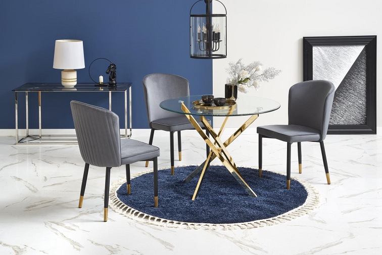 Stół RAYMOND fi100 Złoty/Bezbarwny