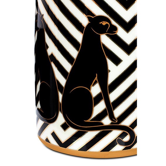 Słoik Dekoracyjny PANTHER 25cm Biały/Czarny/Złoty