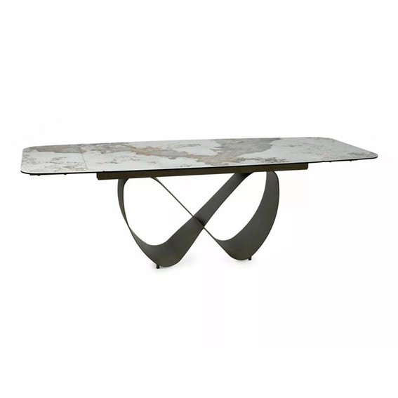 Stół Rozkładany INFINITY Ceramic (240-160)x95cm Biały Połysk/Miedziany