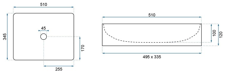 Umywalka Nablatowa INGA MATT Marmur/Czarny