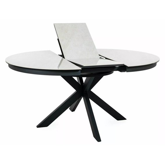 Stół Rozkładany PORTO Ceramic (160-120)x120cm Beż Połysk/Czarny Mat