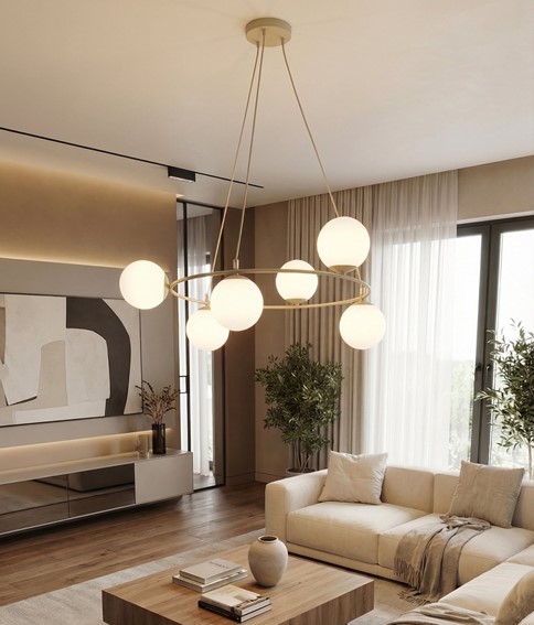 Lampa Wisząca AZURA 6 Beżowy/Biały