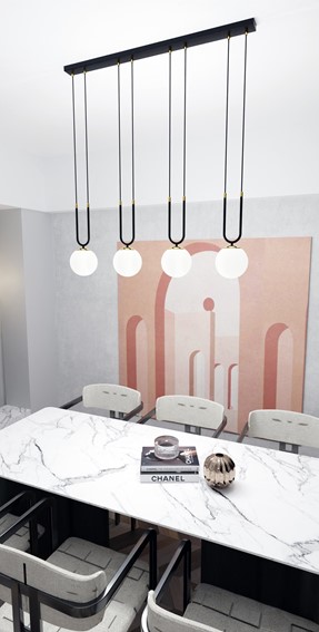 Lampa Wisząca GLAM 4 Czarny/Opal