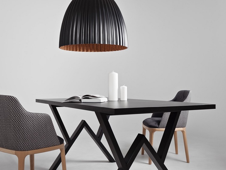 Lampa Wisząca Plissart L 70x60x130 Czarny/Miedziany