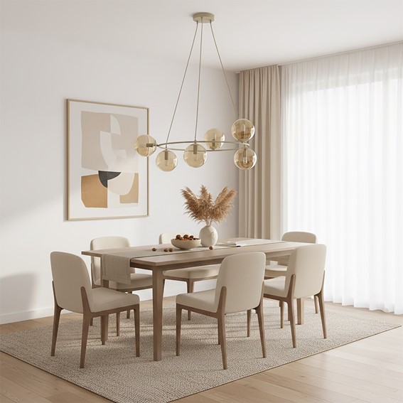 Lampa Wisząca AZURA 6 Beżowy/Bursztynowy