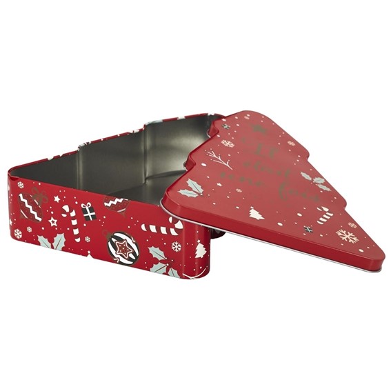 Metalowe Pudełko Świąteczna Choinka Czerwony