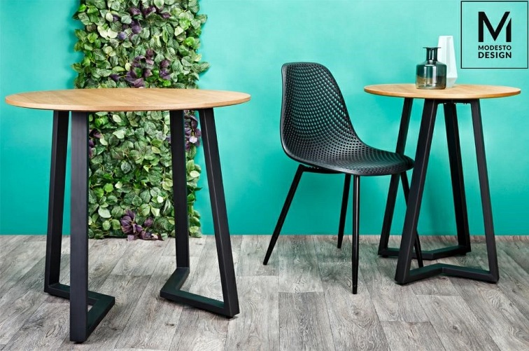 Stół Okrągły MODESTO TAVOLO fi80 Dąb/Czarny