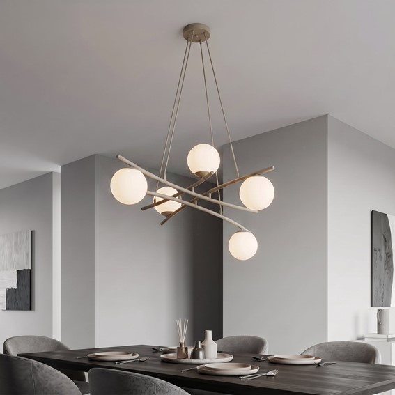 Lampa Wisząca ESSA 5 Beżowy/Opal