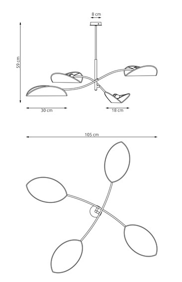 Lampa Sufitowa LOTUS 4 Czarny/Zielony