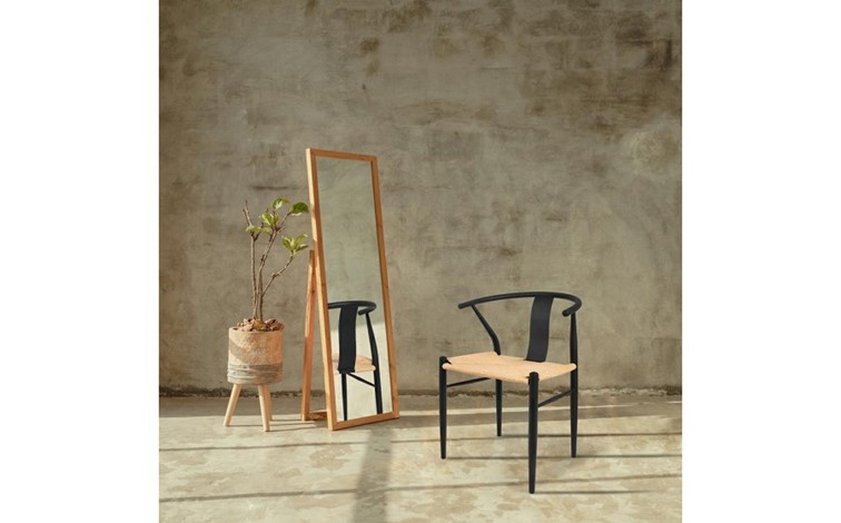 Krzesło WISHBONE METAL Czarny/Naturalny