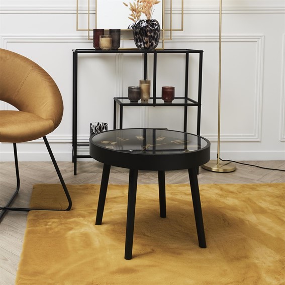 Stolik Kawowy TELIS Czarny z Zegarem