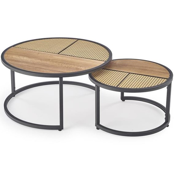 Zestaw 2 Ław GERMINA fi70/fi50 Czarny/Dąb Złoty