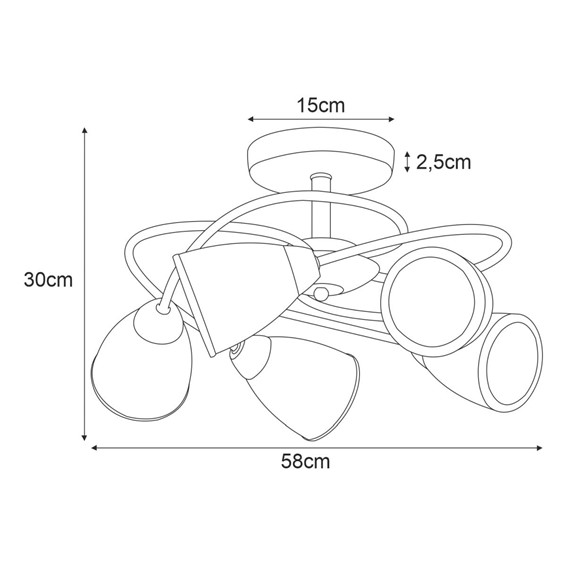 Lampa Sufitowa PLATO K-JSL-6059/5 AB Patyna