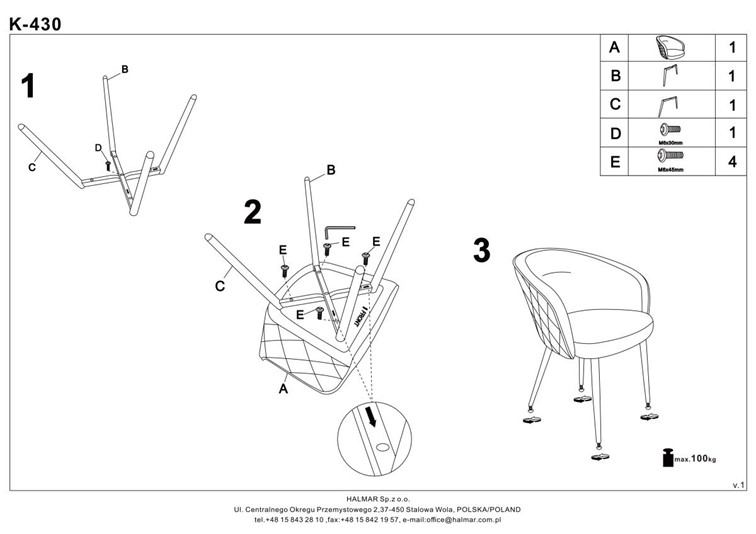 Krzesło K430 Czarny/Granatowy