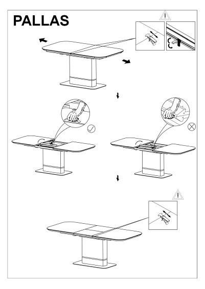 Stół Rozkładany PALLAS CERAMIC (210-160)x90 Efekt Marmur/Czarny Mat