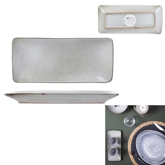 Prostokątny Talerz TIERRA 22x10cm Szary