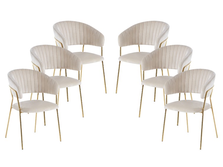 Zestaw 6x Krzesło Velvet K4-FX Beżowy