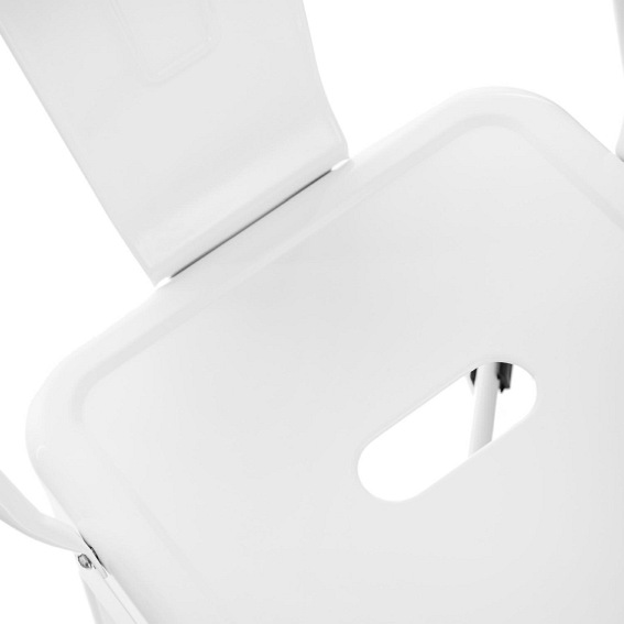 Stołek Barowy PARIS Back Biały Inspirowany Tolix