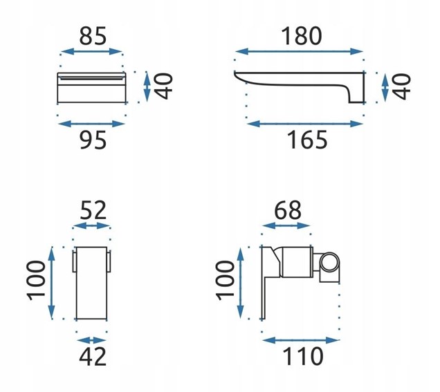 Bateria Umywalkowa Podtynkowa MASON Złoty