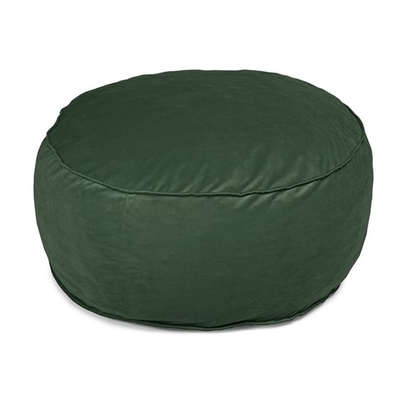 Duża Okrągła Welurowa Pufa 71x32 Ciemny Zielony