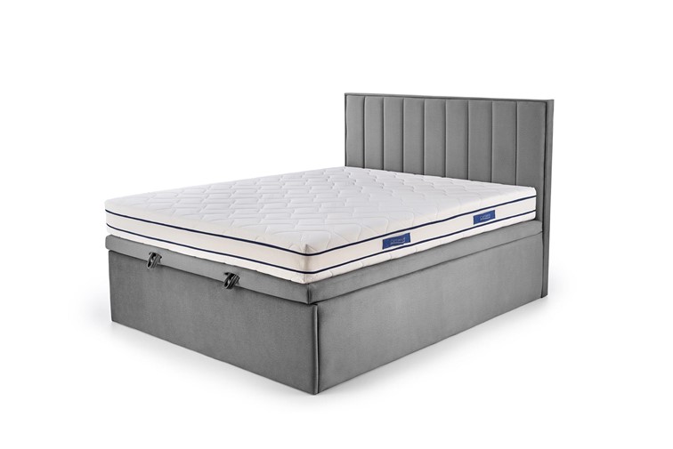 Łóżko Kontynentalne Tapicerowane ASENTO 160x200 Popiel