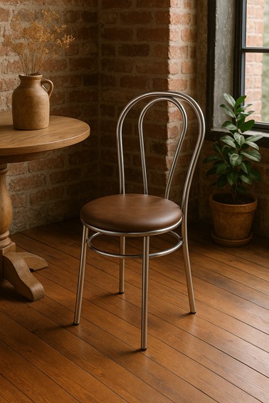 Krzesło TULIPAN Ciemnobrązowy/Chrom