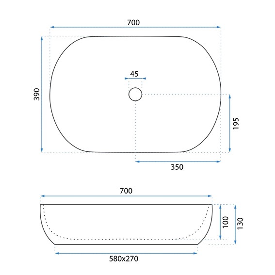 Umywalka Nablatowa CLEO 71 Biały